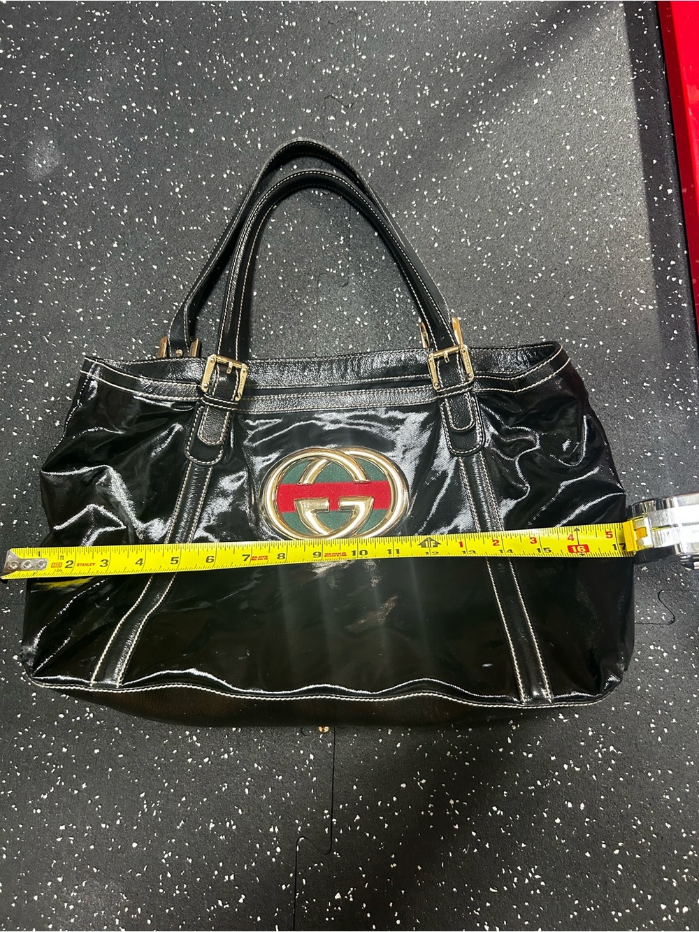 Gucci Black Shoulder Bag with Gold and Red Logo - Picture 11 of 11